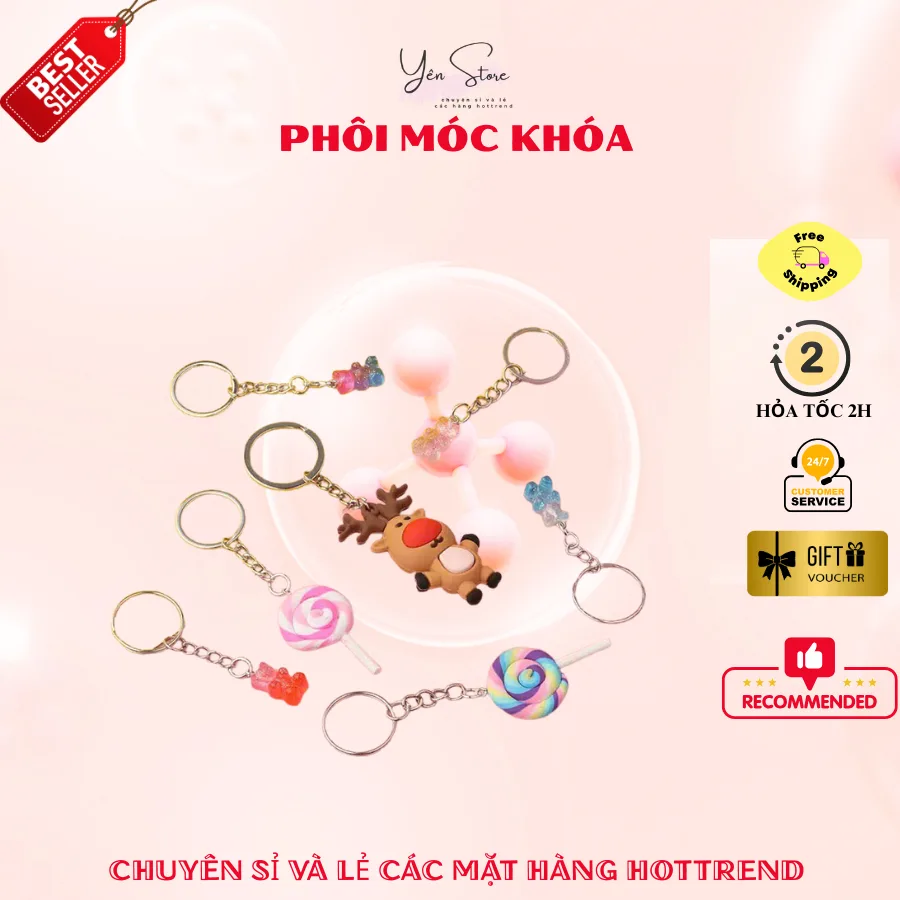 Phôi Móc Khóa Tròn Chắc Chắn Kèm Xích Treo Phụ Kiện Handmade, Làm Quà Tặng, Làm Charm, Resin